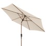 Doppler Kurbelschirm Life Wood, Ø 300 cm, Natur. Balkonschirm mit Holzoptik, Kurbel und Knickfunktion.