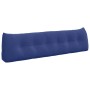 Langes, polizeiblaues Samt-Rückenkissen mit Knopfheftung für Sofa oder Bett. Ergonomische Unterstützung.