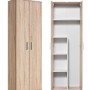 mokebo Besenschrank in Braun, optional mit Fächern oder Kleiderstange, für Büro oder Haushalt.