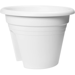 Weißer Florus Geländertopf Mediterran, 30 cm Hängetopf für Balkongeländer.