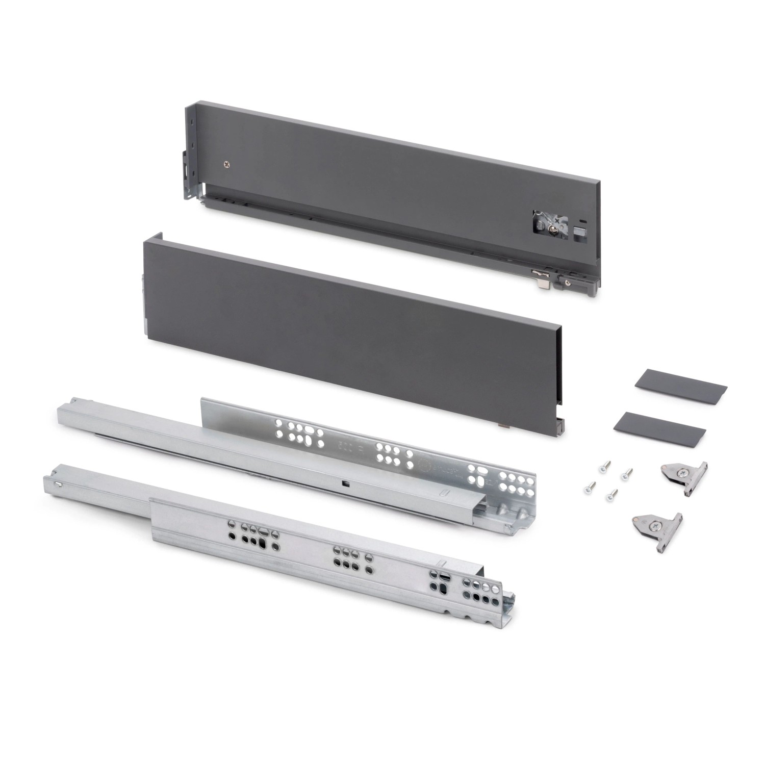 Emuca Aussenschublade Vertex mit 3D-Regelung Höhe 131 mm 40 kg Tiefe 400 mm Stahl Anthrazitgrau