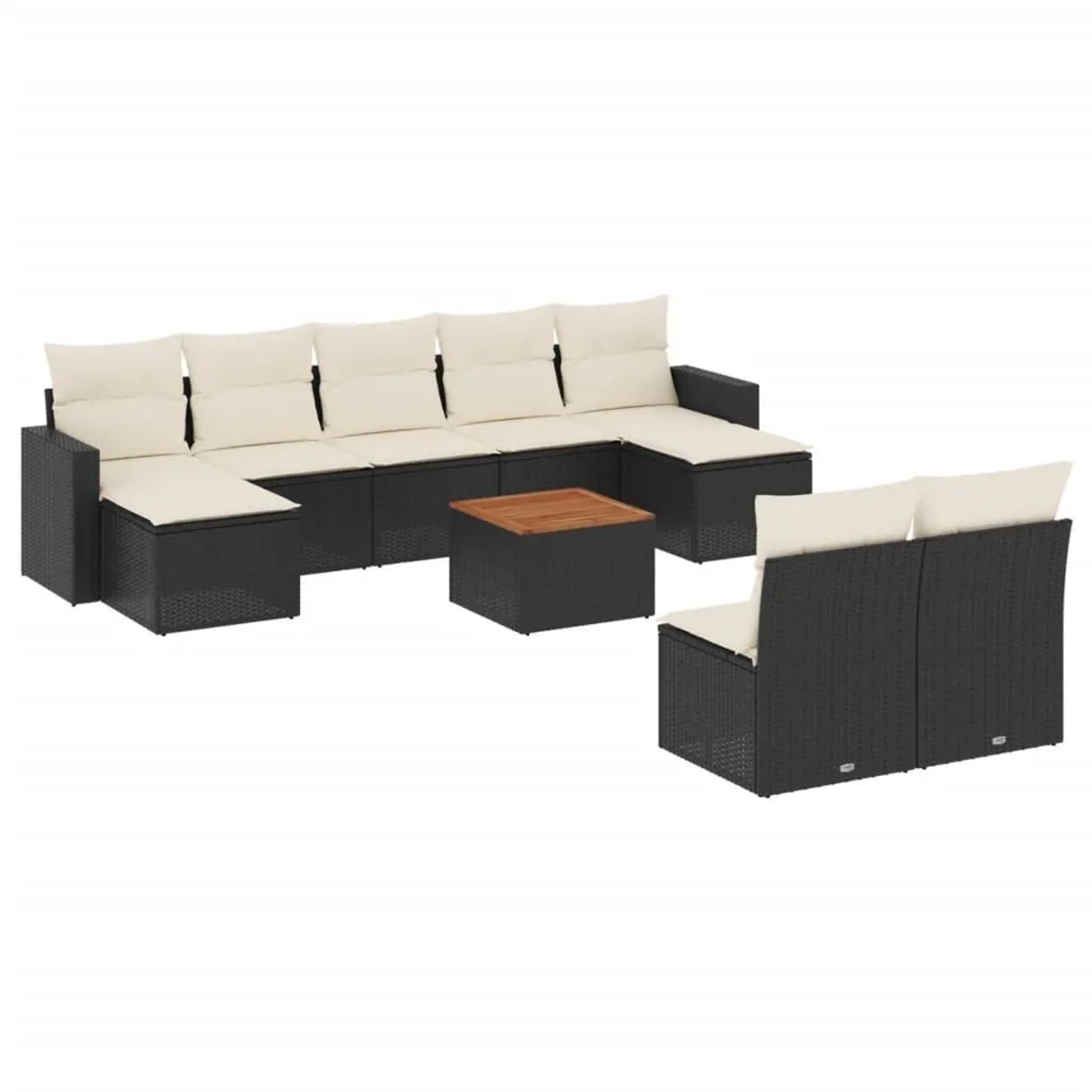 vidaXL 10-Tlg Garten-Sofagarnitur mit Kissen Schwarz Poly Rattan 3224320 günstig online kaufen
