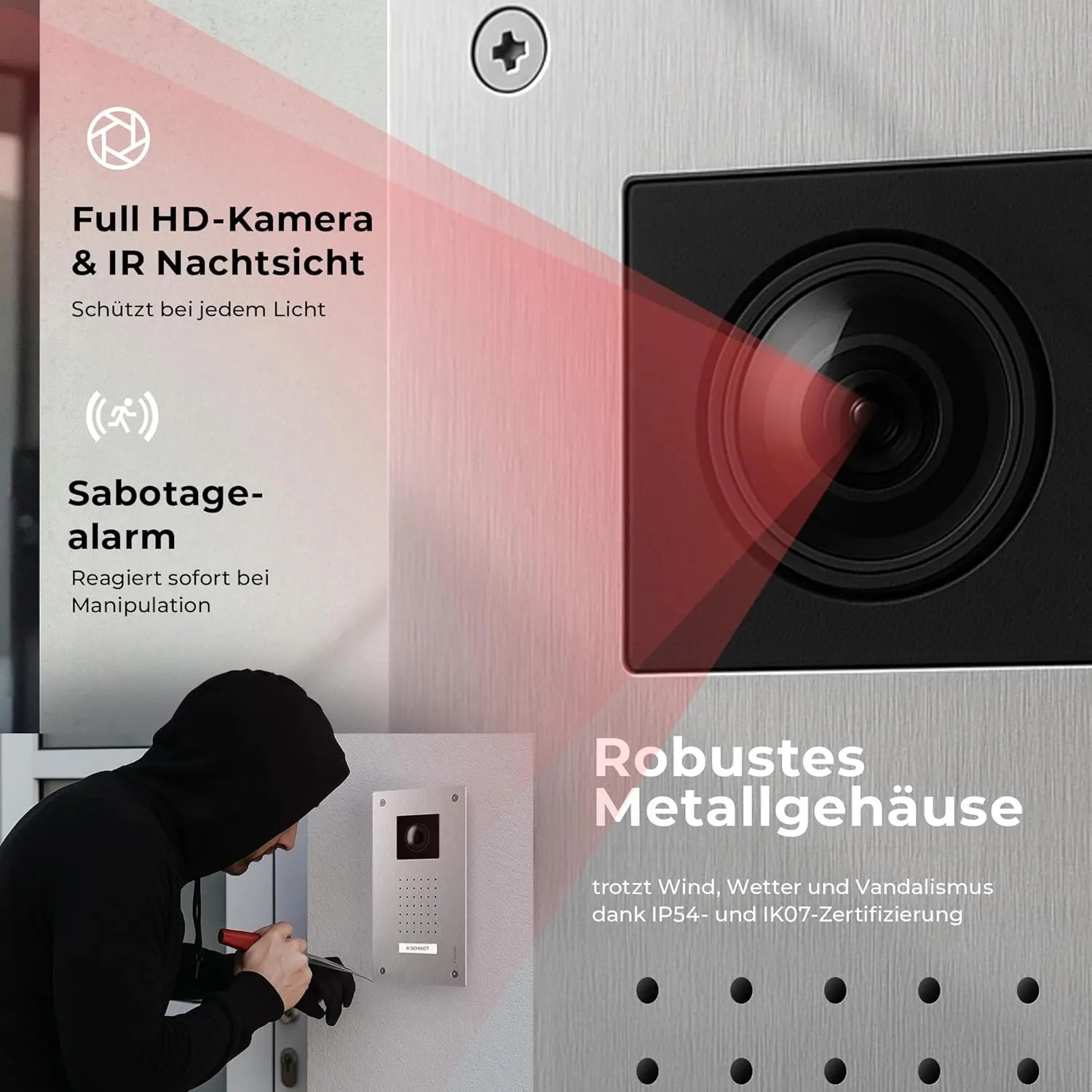 Balter Entri L Video Türsprechanlage mit Full HD Kamera und Sabotageschutz für Einfamilienhäuser.
