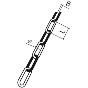 Weiße Conacord Absperrkette aus Polyethylen, Detailzeichnung mit Maßangaben.