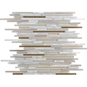Mosaikmatte aus Glas und Aluminium in Braun, Beige und Silber, 30x30 cm.