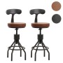 2er-Set braune Barhocker N22 im Industrie-Design, höhenverstellbar und drehbar.