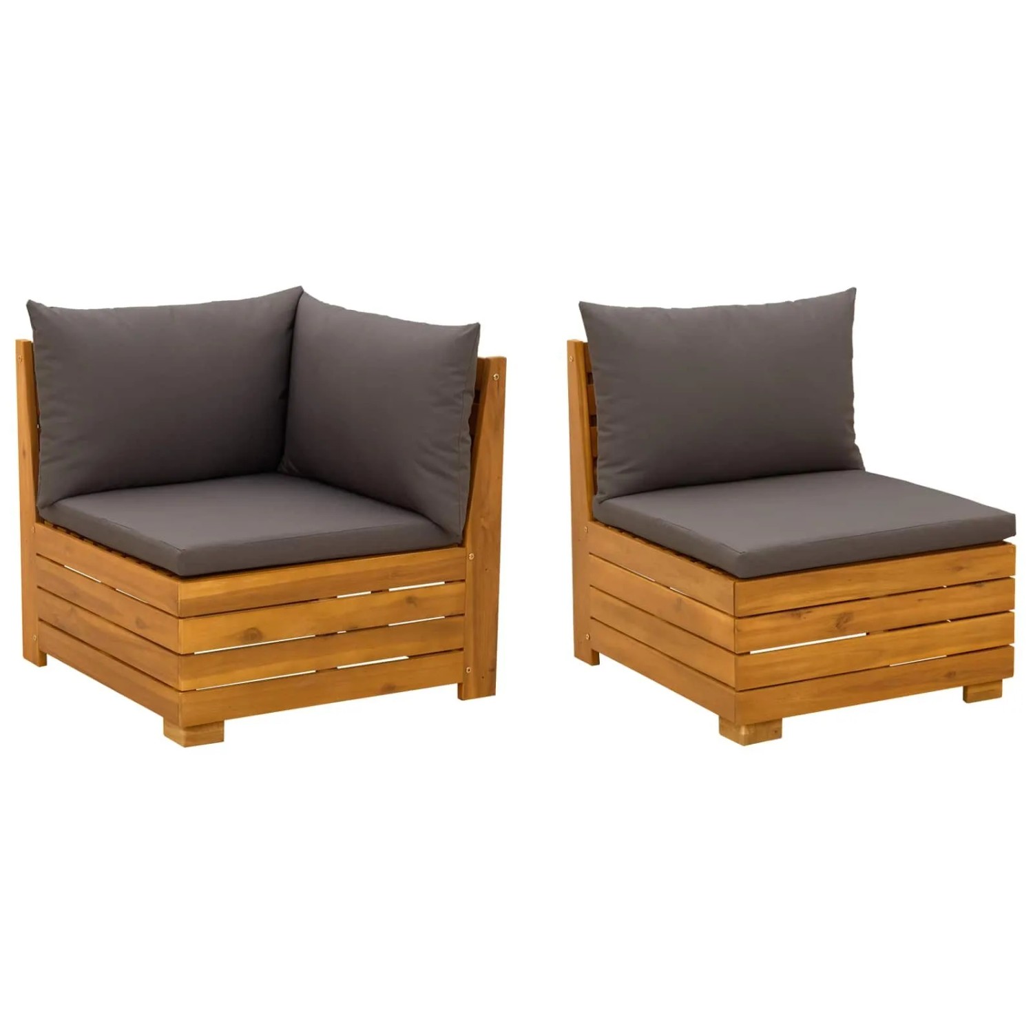 vidaXL Garten-Lounge-Set mit Kissen 2 Stück Braun Massivholz Akazie 42022438