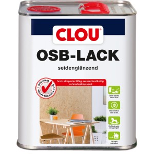 Dose Clou OSB-Lack, 3 Liter, transparent seidenmatt. Klarlack für OSB-Platten im Innen- und Außenbereich.