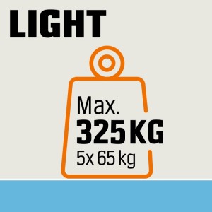 OBI Leicht Metall-Steckregal: Maximale Tragkraft 325 kg, 5x 65 kg pro Boden.