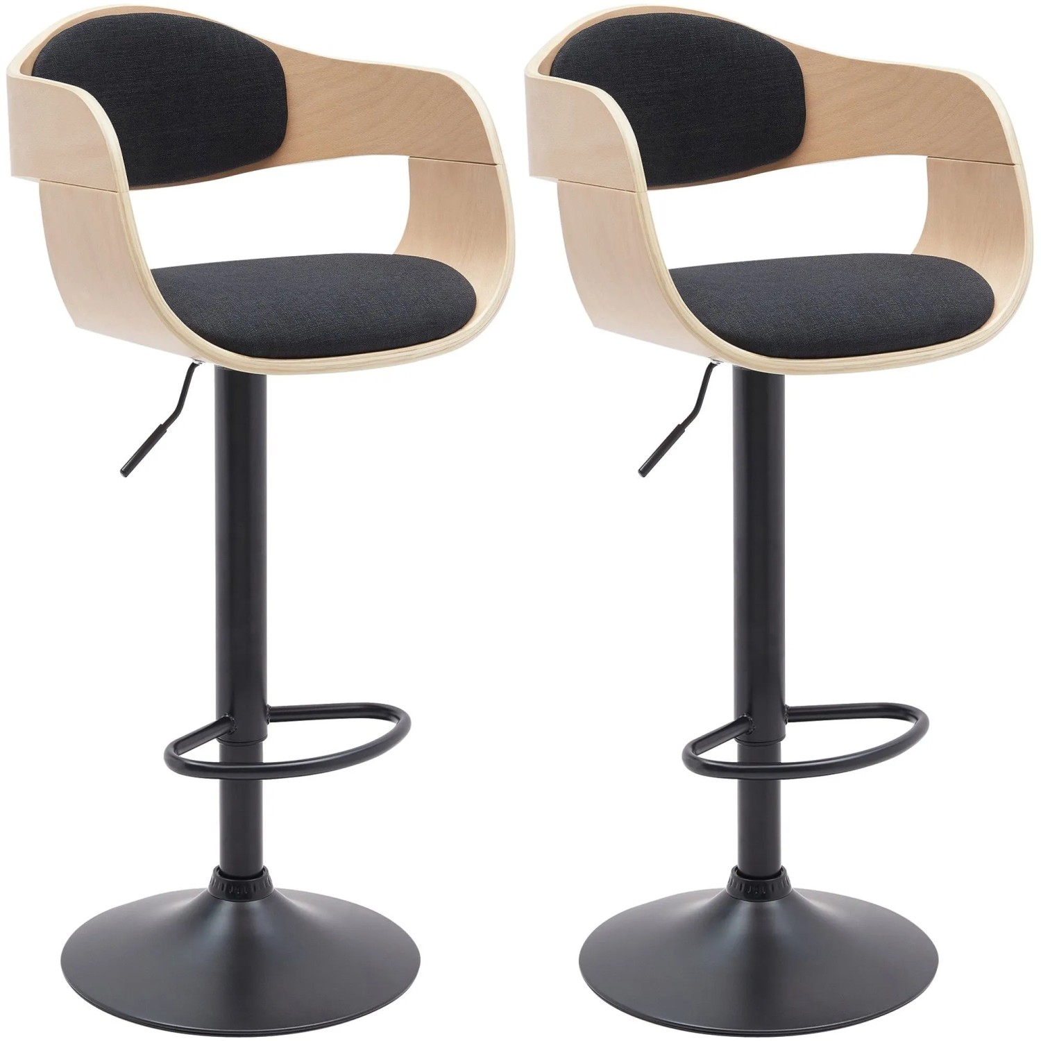 CLP 2er Set Barhocker Kingston natura/schwarz/Stoff