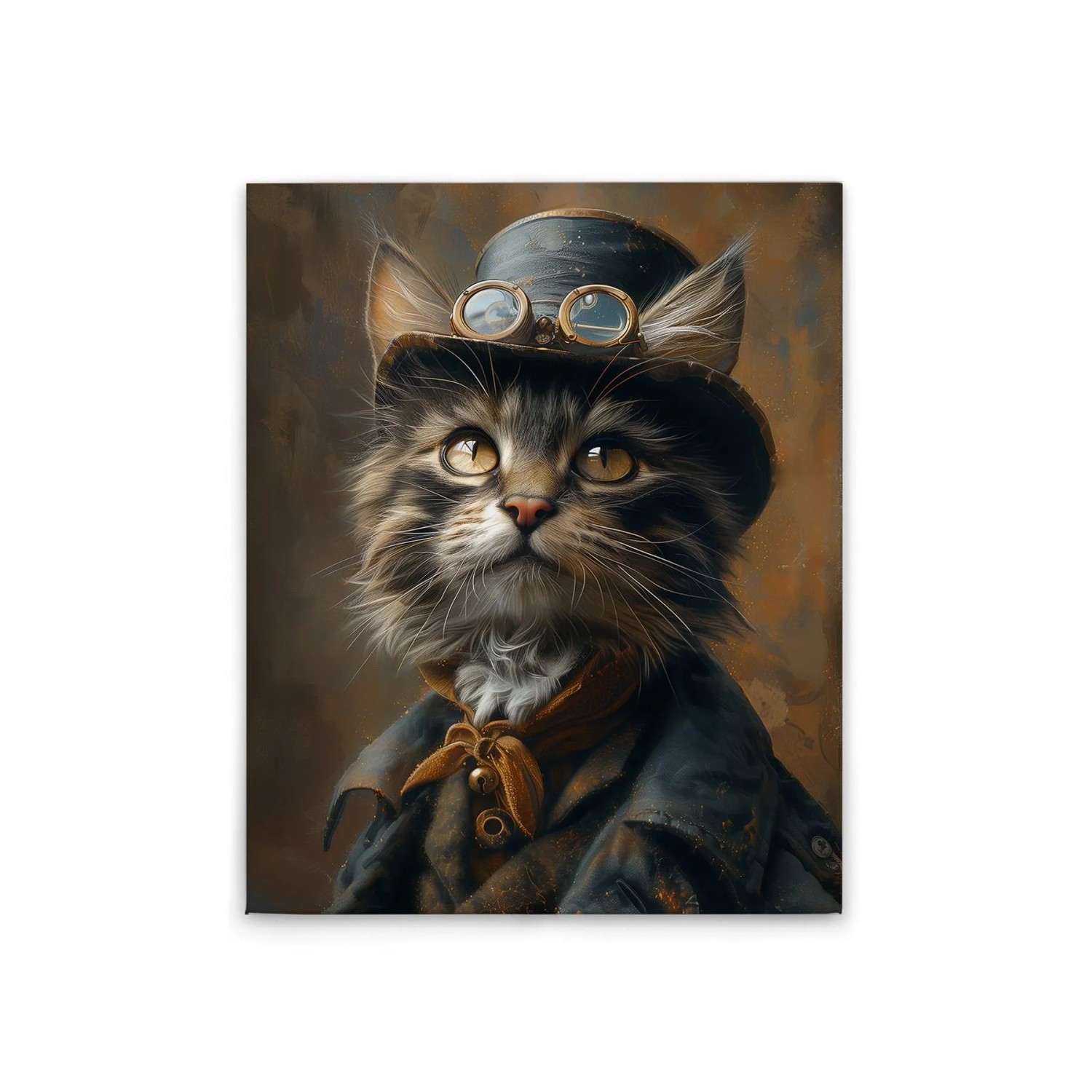 Tadessi Leinwandbild - M1-No.52272 - Steampunk Katze - 40 x 50 cm - Quadratisch