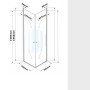 Technische Zeichnung einer Glaszentrum Hagen Eckdusche L-Form 70x70x195cm mit Maßangaben.