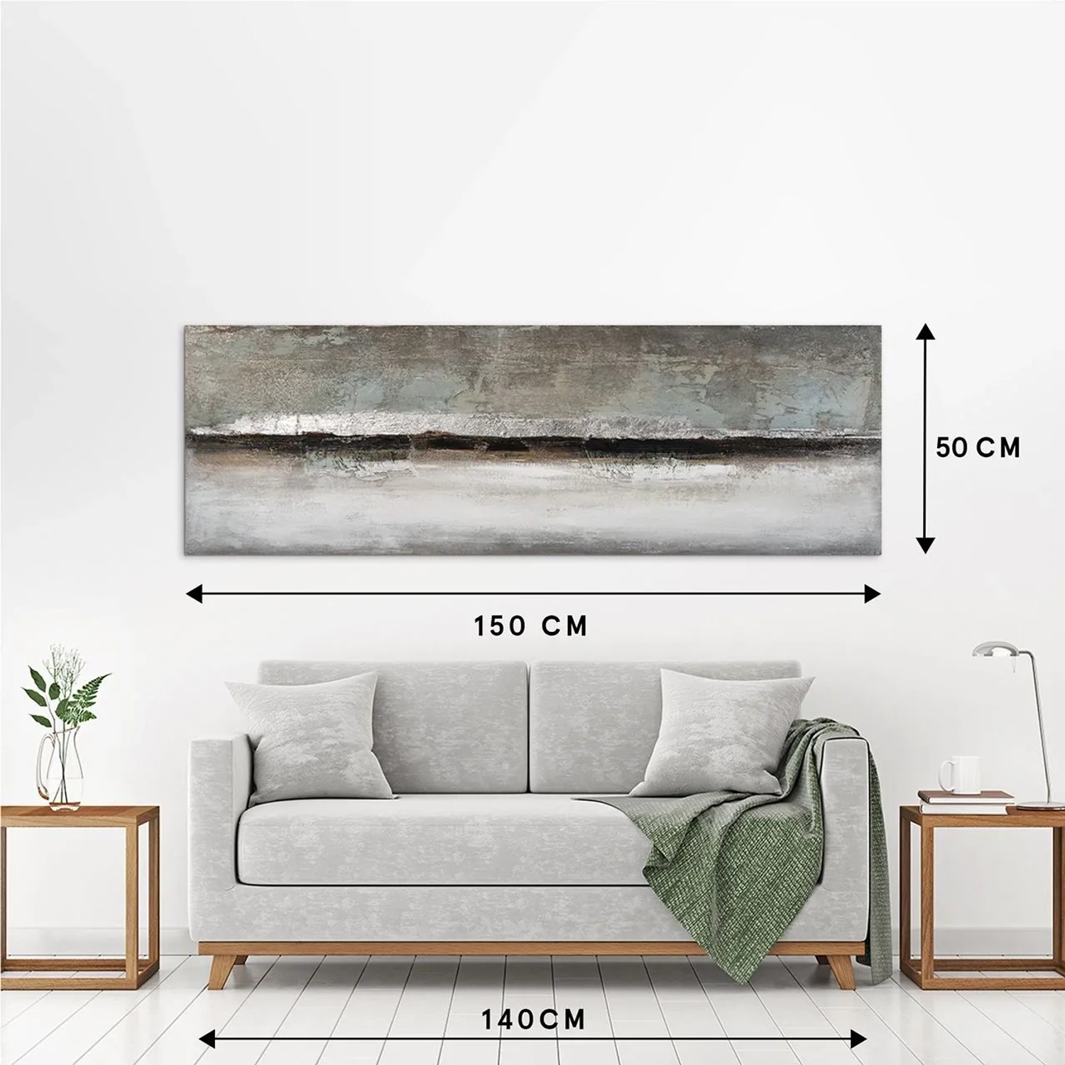 Art Universe Leinwandbild Komposition in Grau und Silber 50 x 150 cm
