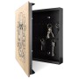 Offener, schwarzer Schlüsselkasten aus Holz mit Oktopus-Motiv und 50 Haken zur Schlüsselaufbewahrung.