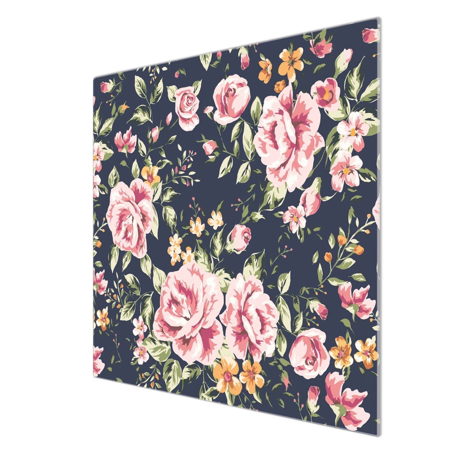 Banjado Herdabdeckplatte Glas mit Rosen-Motiv auf Anthrazit, 60x52 cm.