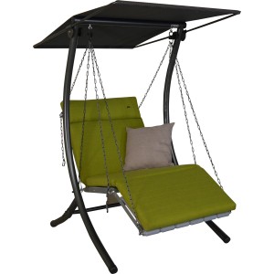 Angerer Hollywoodschaukel 1-Sitzer Luxus Smart Lime mit Sonnendach und Liegefunktion.