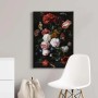 Leinwandbild mit Blumen in Öl-Optik, Rosen und Tulpen in Rot und Schwarz. Wanddeko im Neobarock Stil.