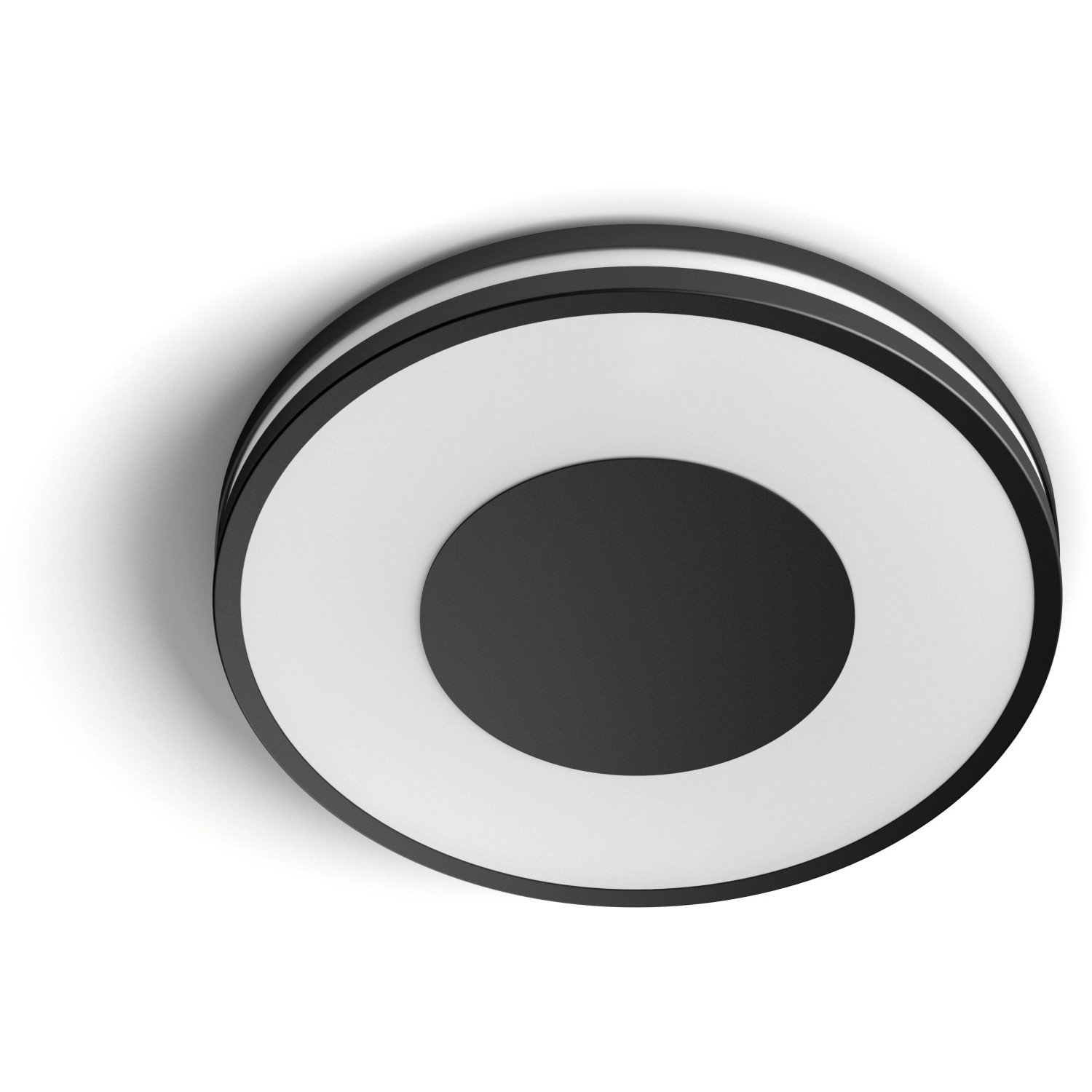 Schwarze Philips Hue Being LED-Deckenleuchte mit Dimmer für warmweißes bis kaltweißes Licht.