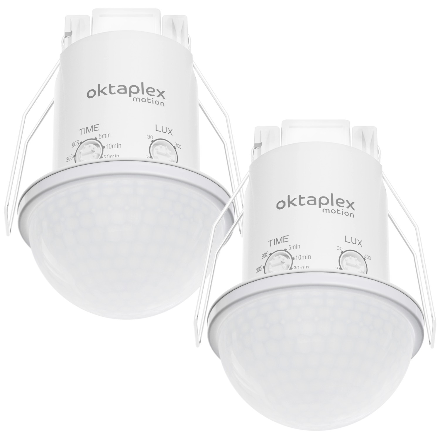 Oktaplex Kim 2er Set Einbau Deckenbewegungsmelder 360 Grad IP54 PIR-Sensor 10m Weiß