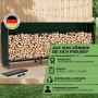 Großes Kaminholzregal mit Schutzplane, gefüllt mit Holzscheiten. Ideal für die Lagerung von Brennholz im Garten oder Innenbereich.