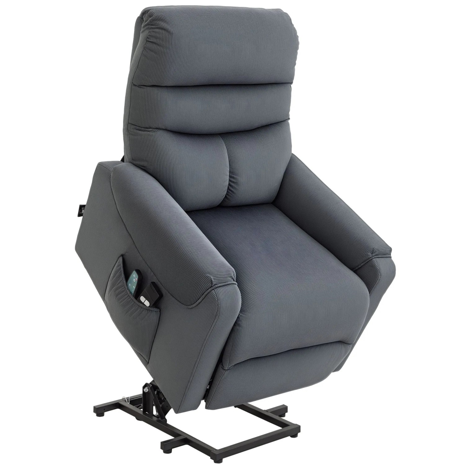 HOMCOM Aufstehsessel Polyester-Gewebe Metall Dunkelgrau 79B x 97T x 103H cm