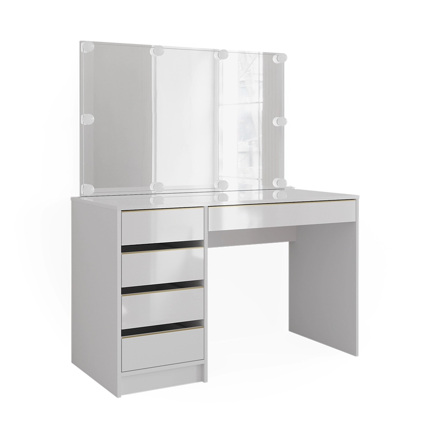 Vicco Schminktisch Sherry Weiß/Gold/Gold 120 cm mit LED Beleuchtung günstig online kaufen