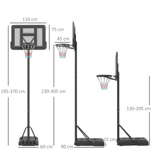 SPORTNOW Basketballständer, höhenverstellbar, mit Maßen für Garten und Pool.