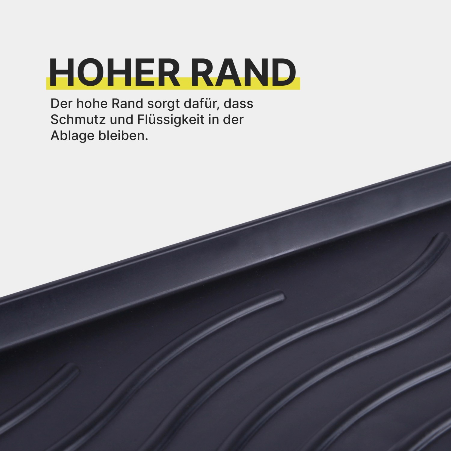 Detailaufnahme: Bestlivings Schuhabtropfschale mit hohem Rand und Rillenstruktur.