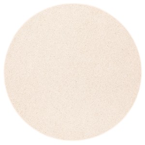 Runder, beiger Berber Teppich aus Wolle, 160cm Durchmesser. Kurzflorteppich für Wohnräume.