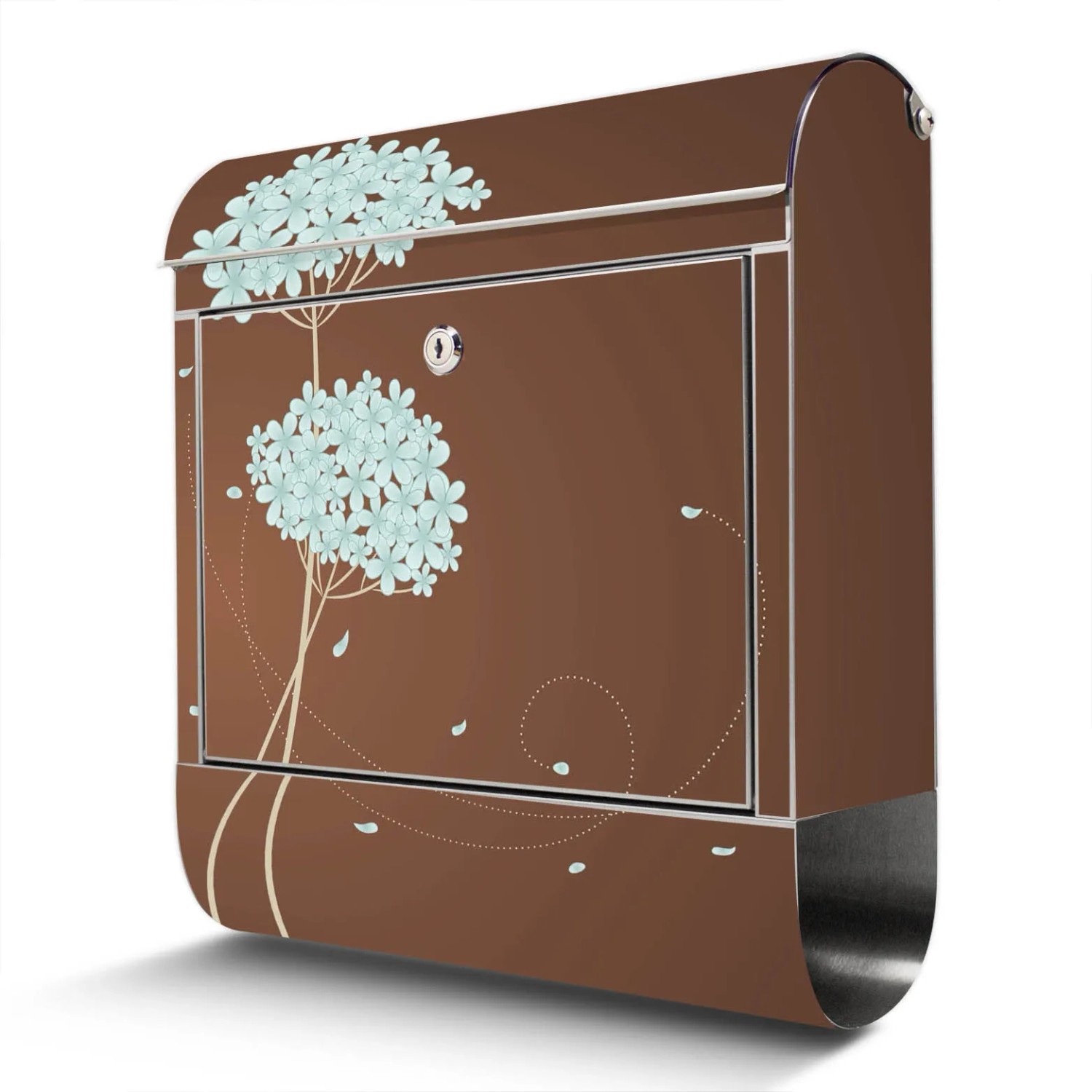 Banjado Briefkasten Edelstahl 38x43x12.5cm Rostfrei Mit Zeitungsfach Mit Motiv Motiv Wt Blaue Hortensie