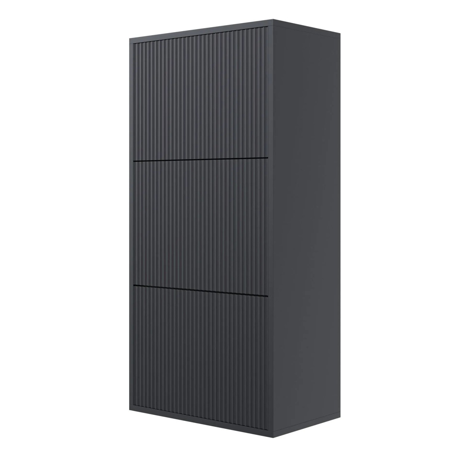 Selsey Schuhschrank Veldio Hängend mit Rillenfront Schwarz 50 cm