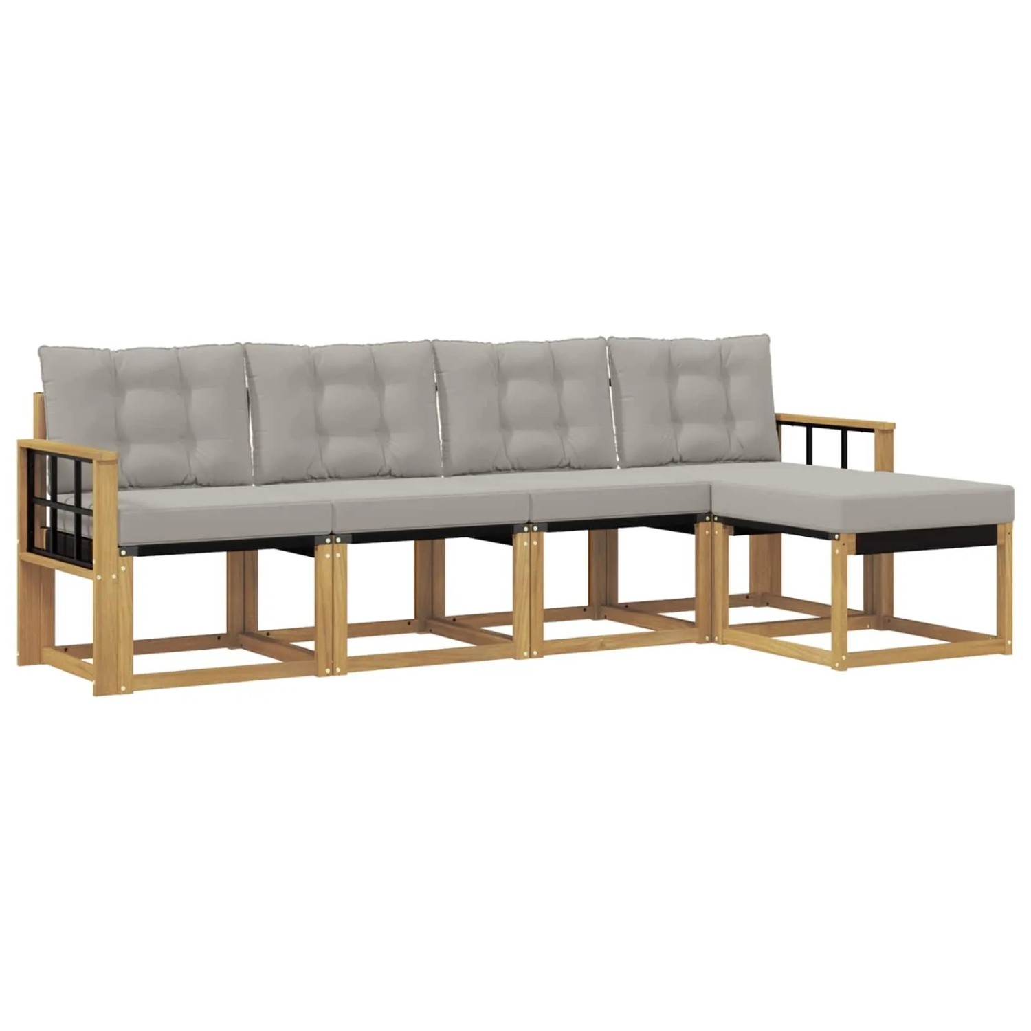 vidaXL Outdoor-Sofagarnitur mit Kissen 5-Tlg Weiß und Hellgrau 3389385
