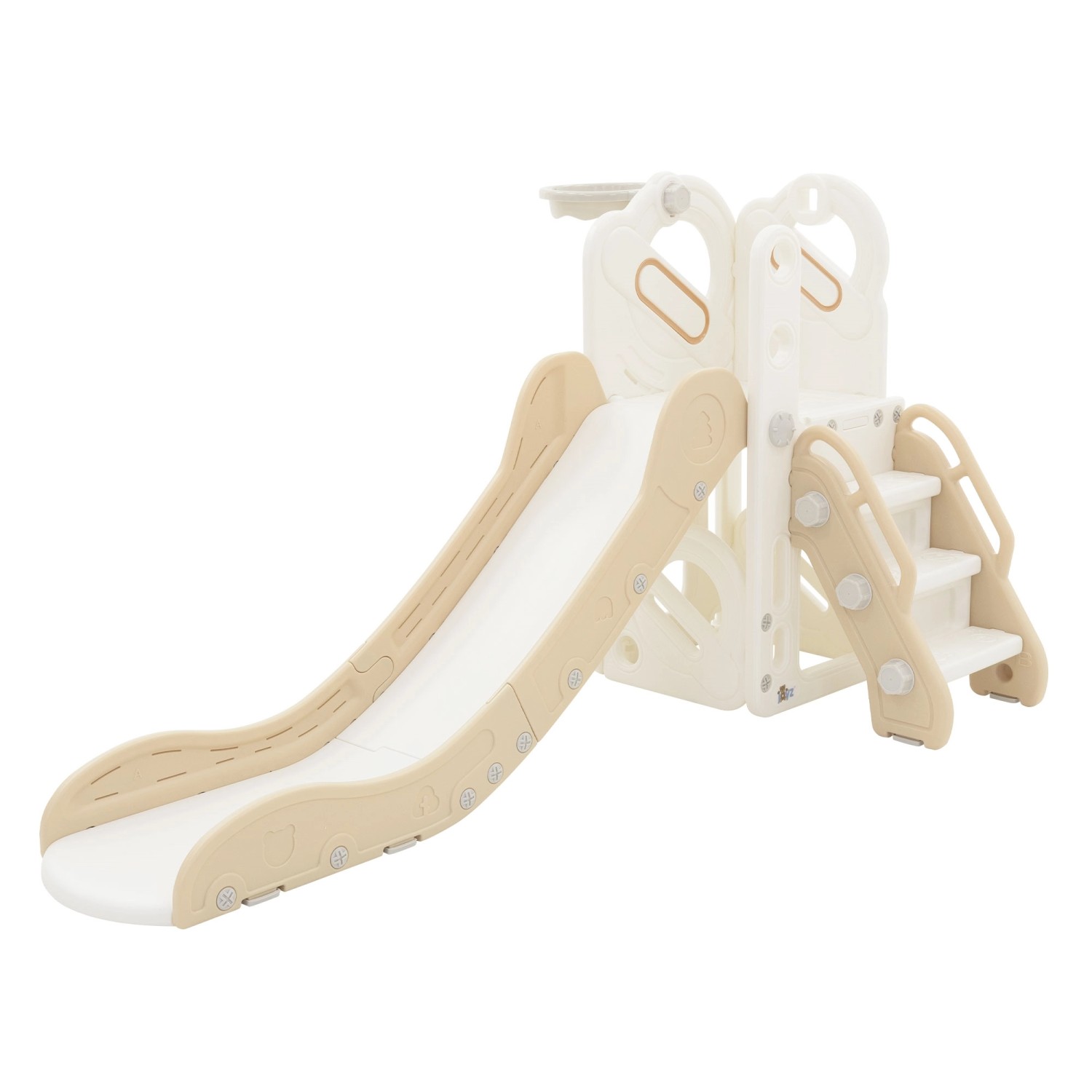 Joyz Kinderrutsche 3in1 mit Turm Basketballkorb Weiß-Beige Kunststoff günstig online kaufen