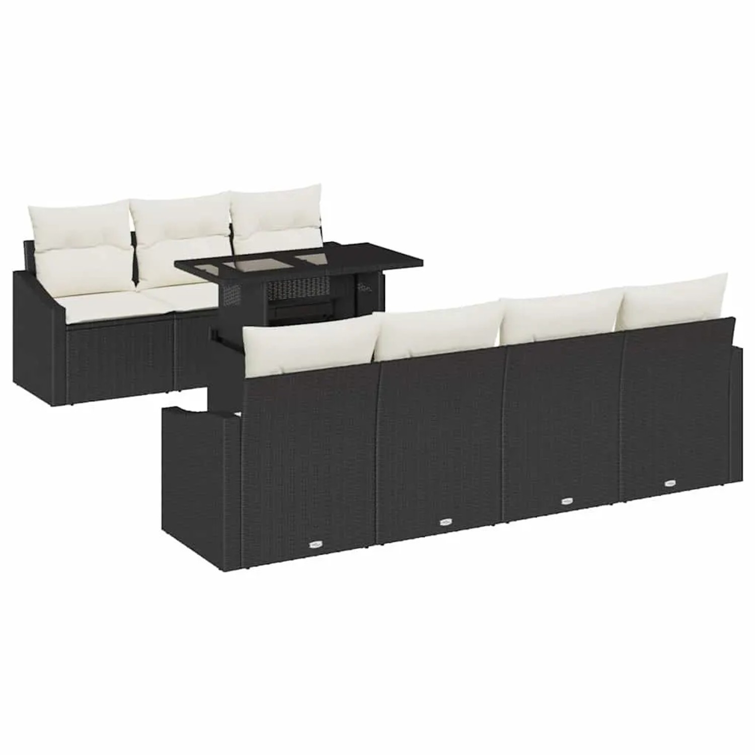 vidaXL Gartensofa-set mit Kissen 8-Tlg Schwarz und Creme Poly-Rattan 334894 günstig online kaufen