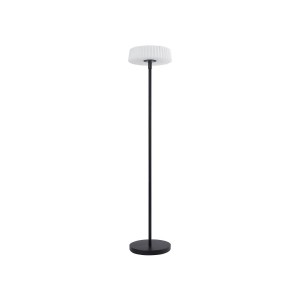 Schwarze Lindby LED Solarleuchte Samine für Außen, dimmbar und spritzwassergeschützt.