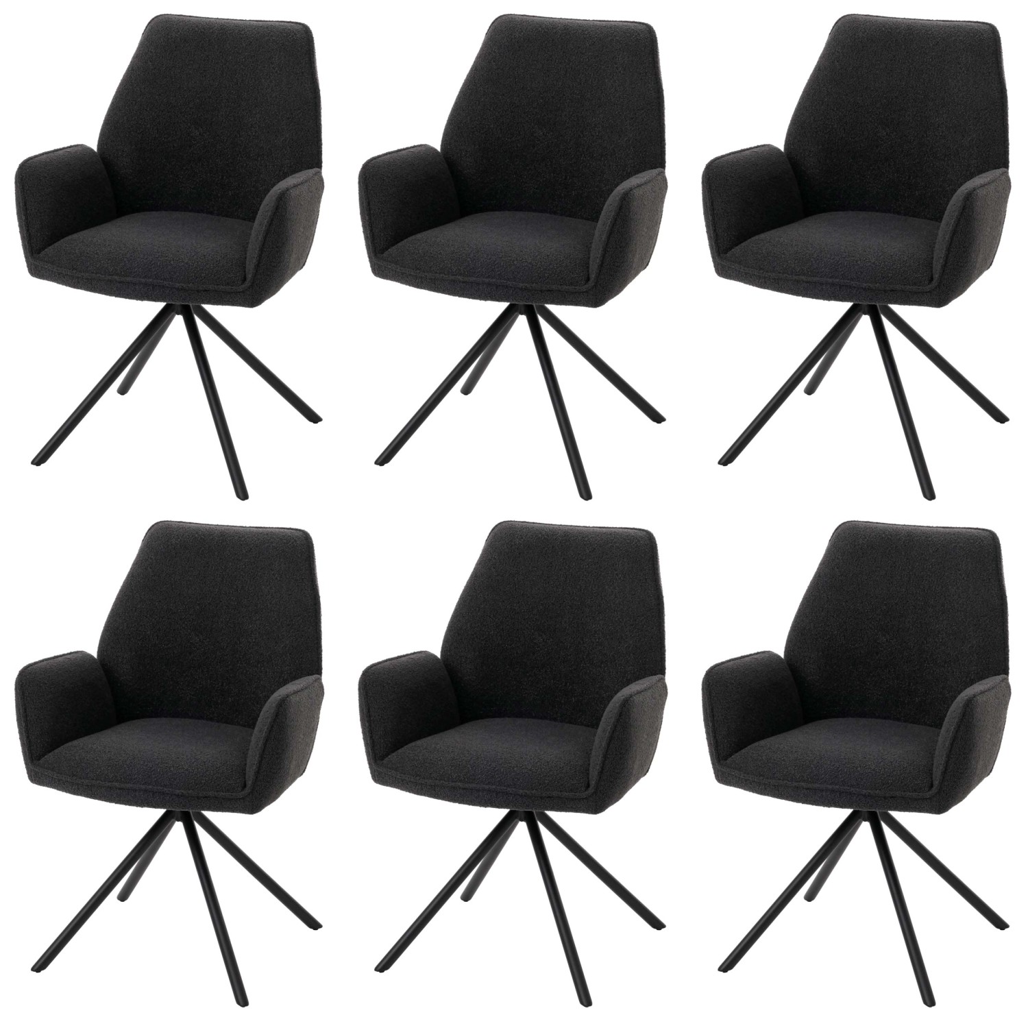 MCW Esszimmerstuhl G67 Boucle 6er-Set Dunkelgrau günstig online kaufen