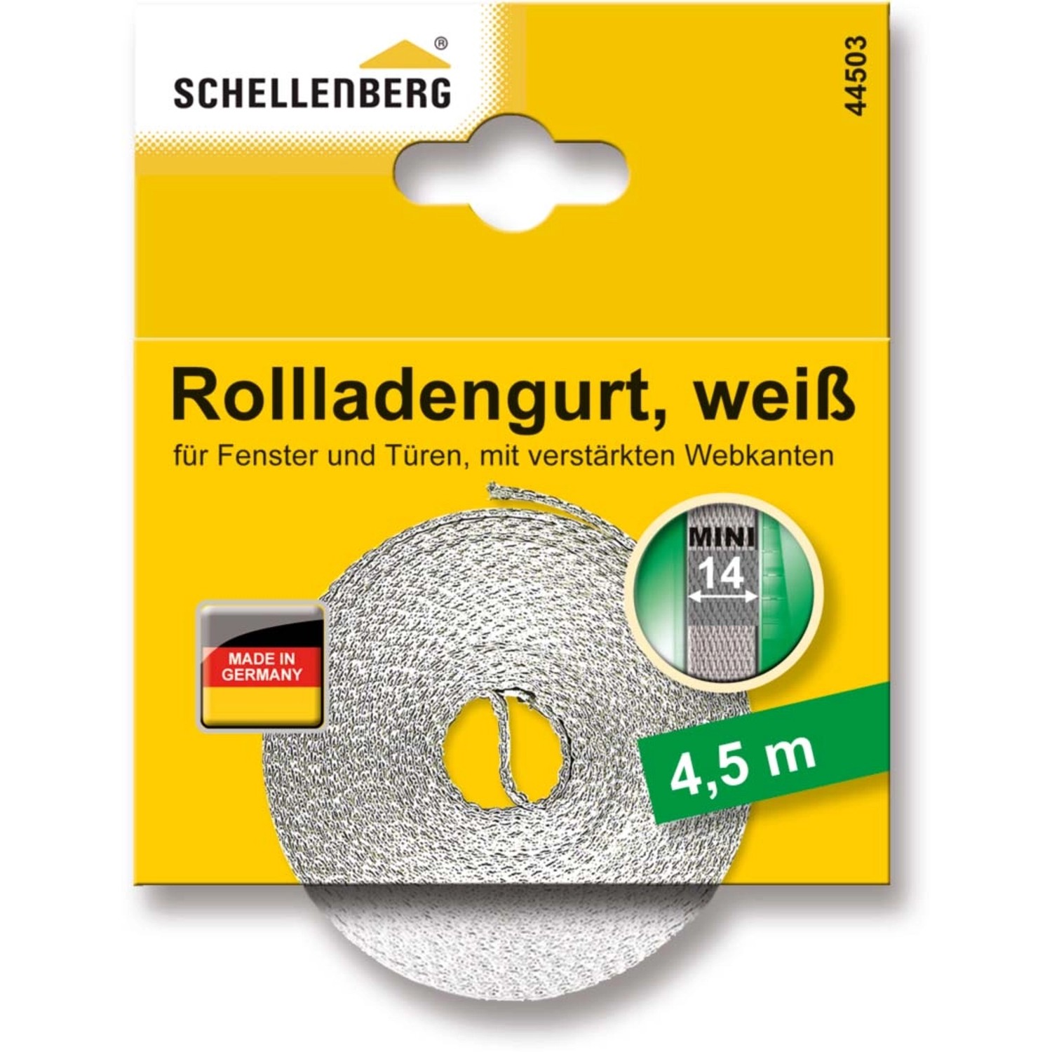Schellenberg Rollladengurt Mini 14 mm 4,5 m Weiß