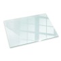 Transparente rechteckige Glasplatte für Kamin als Bodenschutz. Gehärtetes Glas mit polierten Kanten.