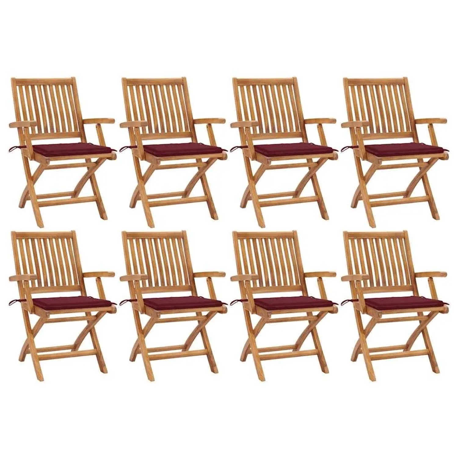 vidaXL Klappbare Gartenstühle mit Kissen 8 Stk Massivholz Teak 3072786