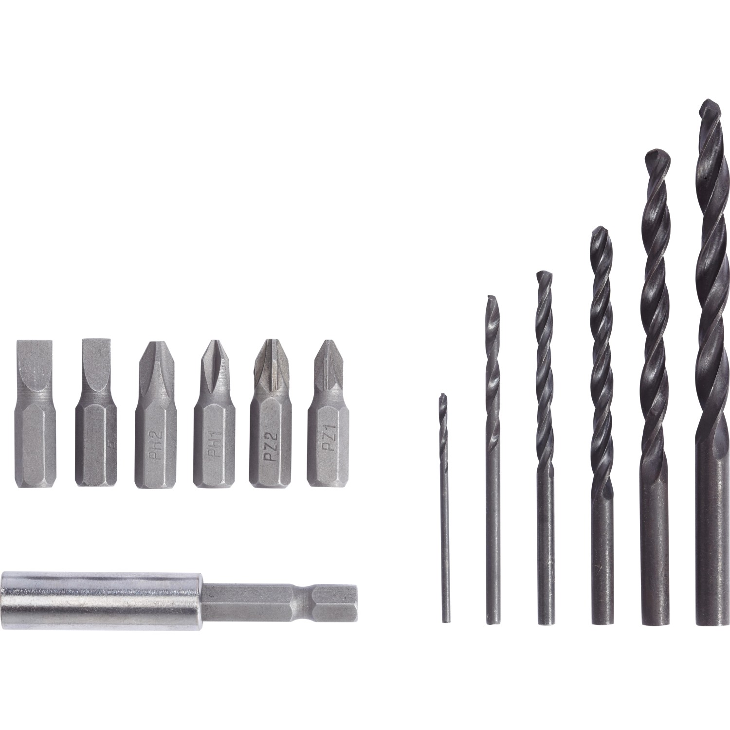 Bit- und Bohrersatz für CMI Akkuschrauber, verschiedene Größen und Formen.