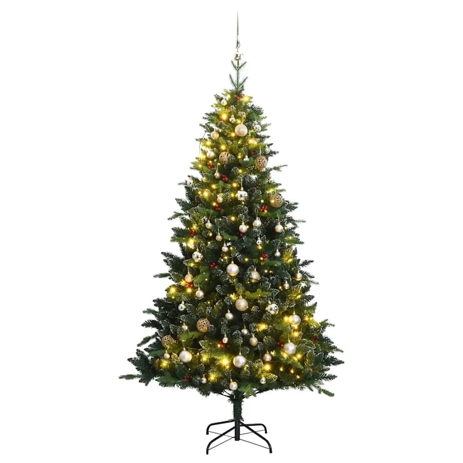 vidaXL Künstlicher Weihnachtsbaum Klappbar 150 LEDs & Kugeln 150 cm 3210292