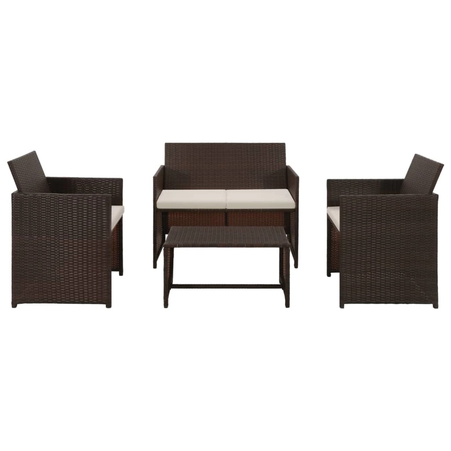 4-tlg. Garten-lounge-set Mit Auflagen Poly Rattan Braun günstig online kaufen