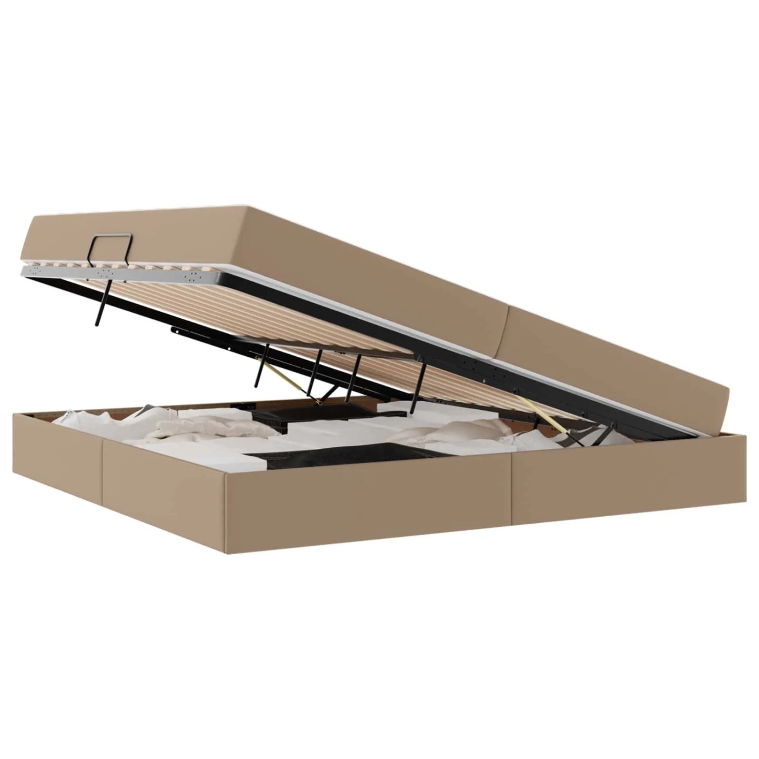 vidaXL Aufbewahrungsbett mit Matratze 2 Stk Cappuccino Leder 3399627