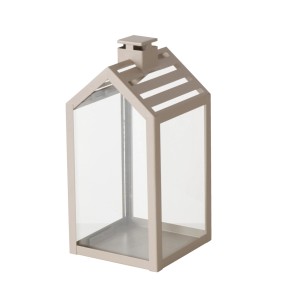 Beige Boltze Home Laterne Cody, 23 cm, im Haus-Design. Dekorative Windlicht Laterne für Innen.