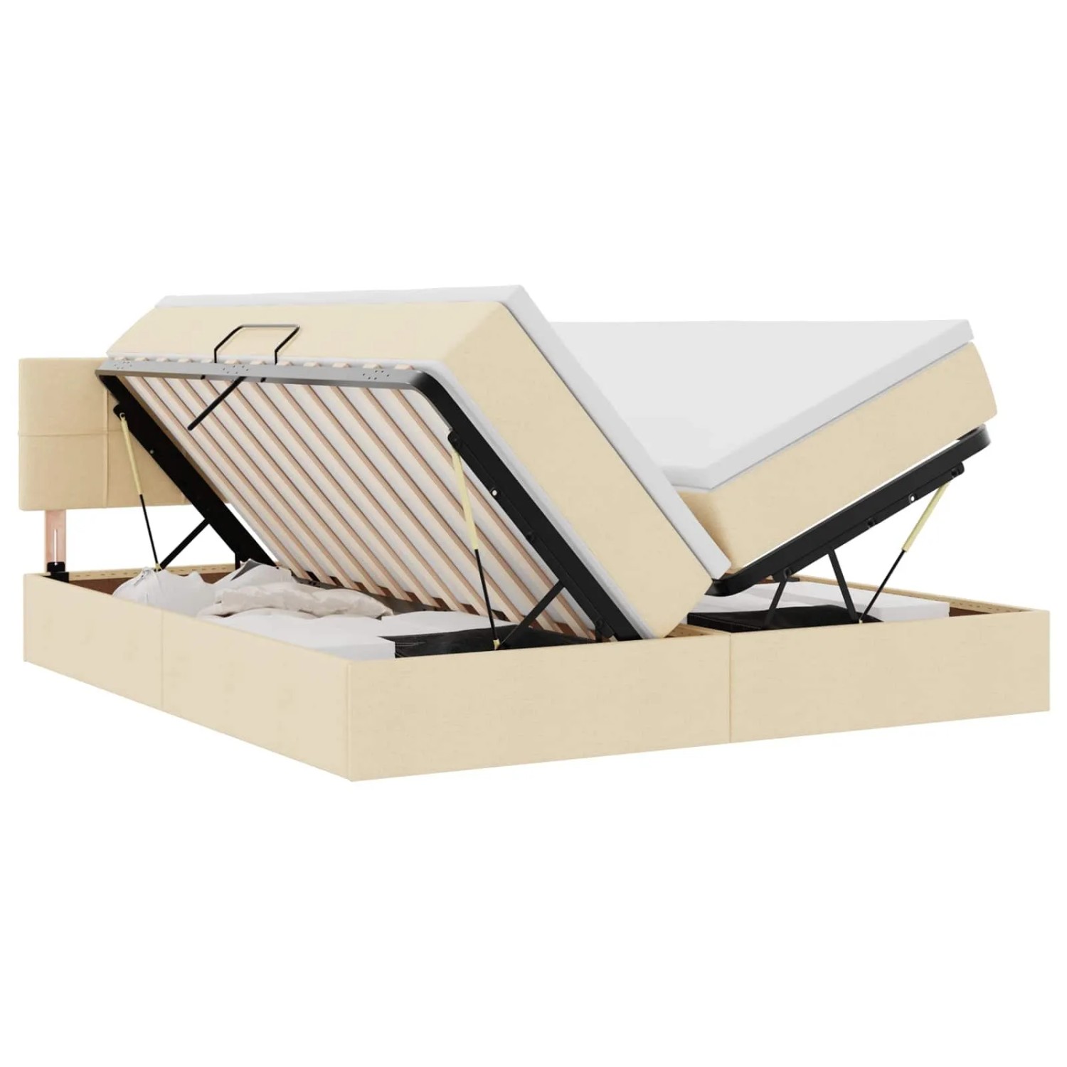 vidaXL Aufbewahrungsbett mit Matratze Creme 180 x 200 cm Kunstleder 3370929