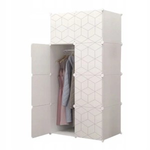 Rebiko Modularer Kleiderschrank Geometric Garderobe Organizer Weiß Groß Geräumig