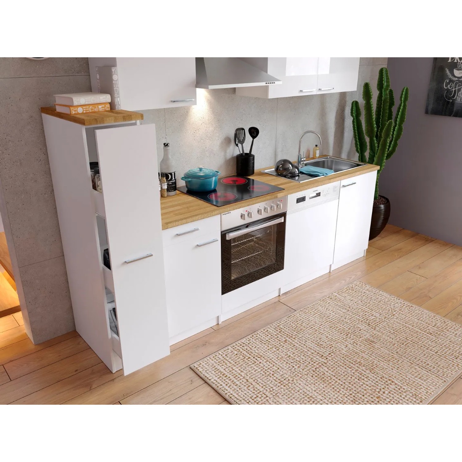 Respekta Küchenzeile mit Elektrogeräten KB250WWC 250 cm Weiß kaufen bei OBI