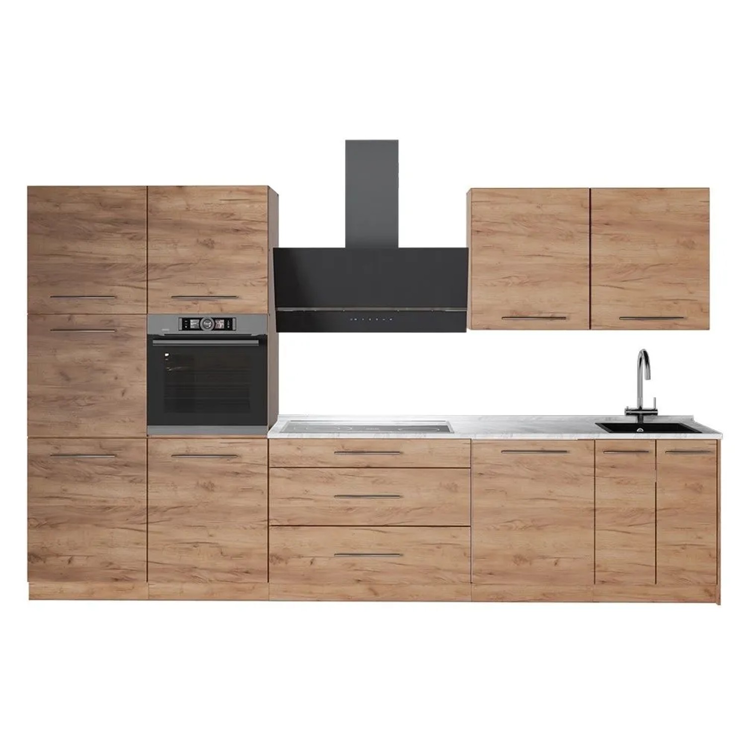 Vicco Küchenzeile Fame-Line Goldkraft Eiche/Goldkraft Eiche 340 x 207 AP Marmor Art Nr 64598