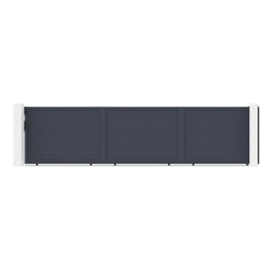 Graues Casanoov Schiebetor Eiger (6m) mit Tor (H 140cm) aus Aluminium.