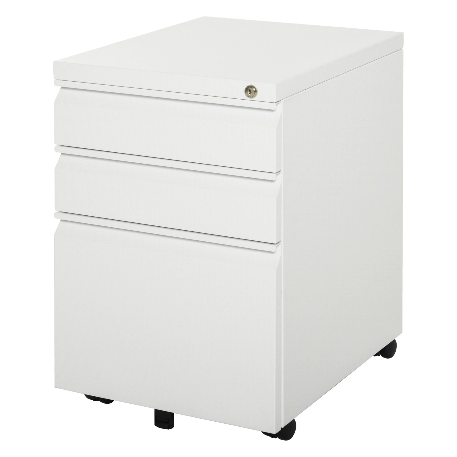 Vinsetto Rollcontainer mit 3 Schubladen Rädern Griff Stahl 39 x 48 x 60 cm günstig online kaufen